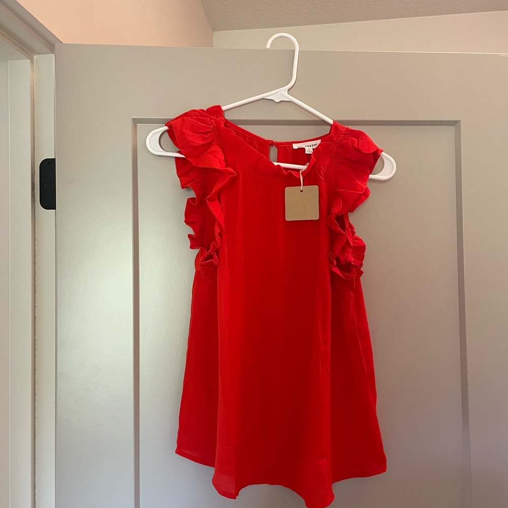 Blu Pepper Vibrant Red Ruffle Blouse